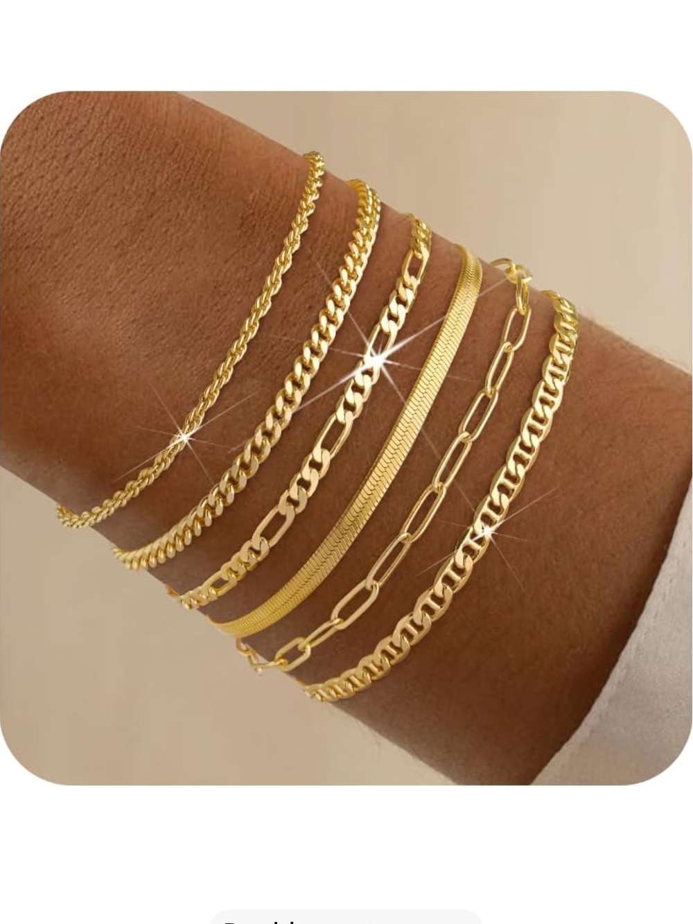 Gold Layered Chain Bracelet Set - Women Jewelry